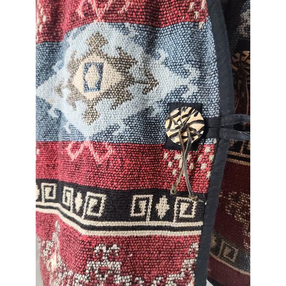 Fashion Bug Tapestry Jacket Women's 26/28W Southwest Aztec Open Front Boho VTG - Picture 3 of 6